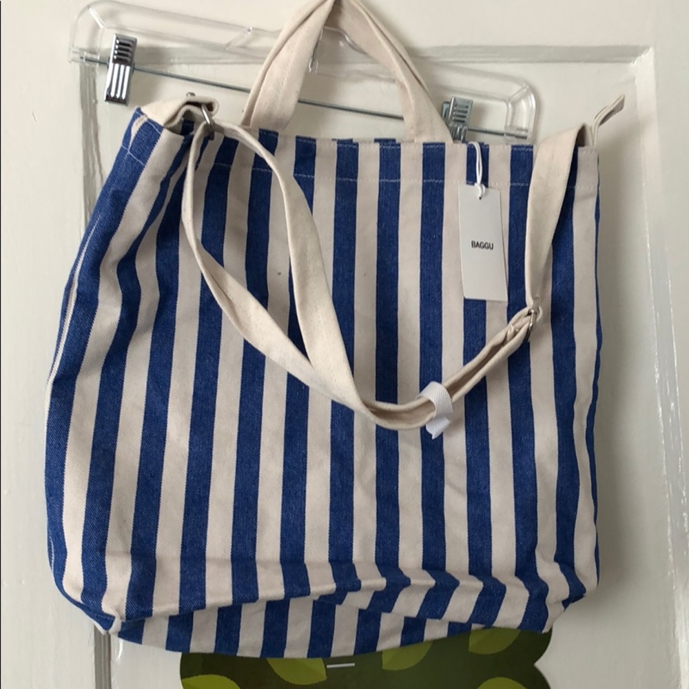 NWT baggu striped duck crossbody tote canvas bag